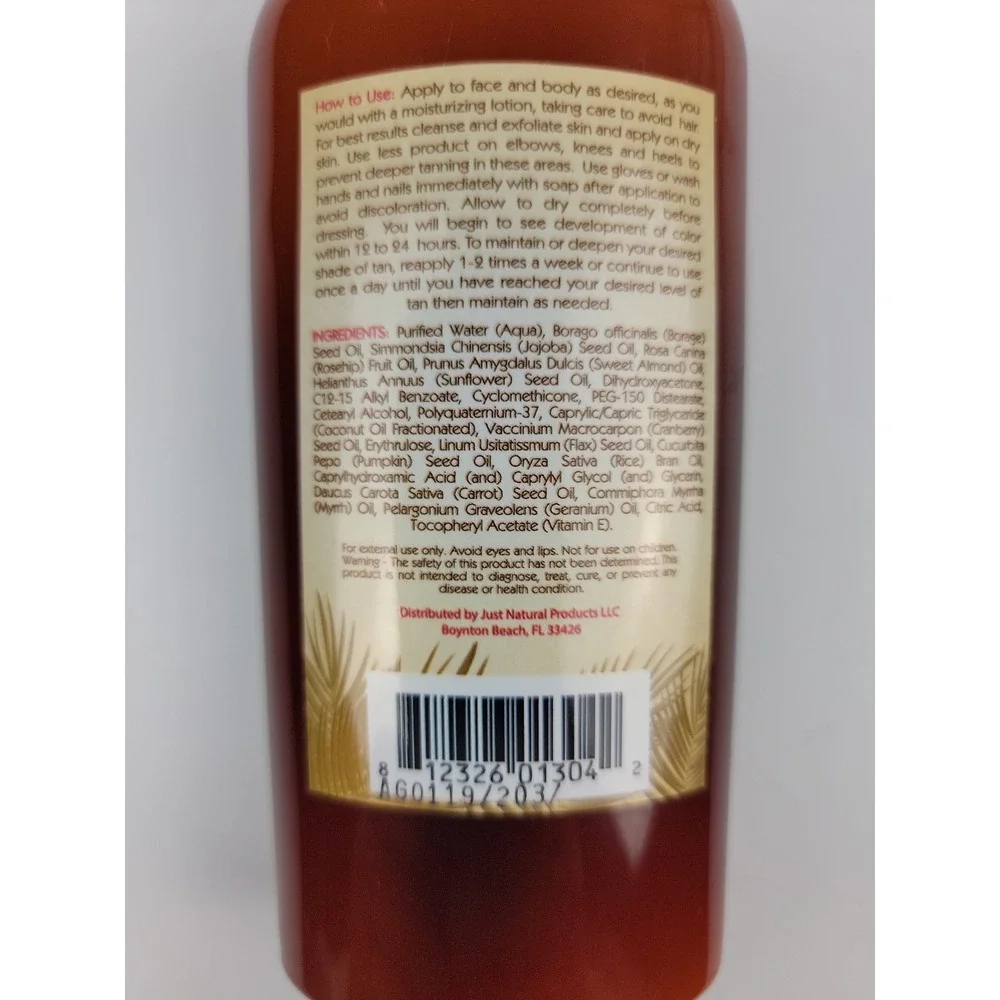 Just Nutritive Sunless Tanning Lotion Anti-Aging Tinted 8oz Face glow 75% full